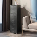 Slim Metal Filing Cabinet With Work Surface and Vertical Storage
