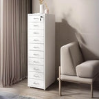 Slim Metal Filing Cabinet With Work Surface and Vertical Storage
