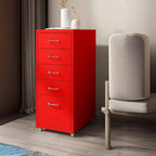 Slim Metal Filing Cabinet With Work Surface and Vertical Storage