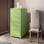 Slim Metal Filing Cabinet With Work Surface and Vertical Storage