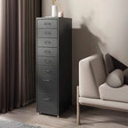 Slim Metal Filing Cabinet With Work Surface and Vertical Storage
