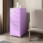Slim Metal Filing Cabinet With Work Surface and Vertical Storage