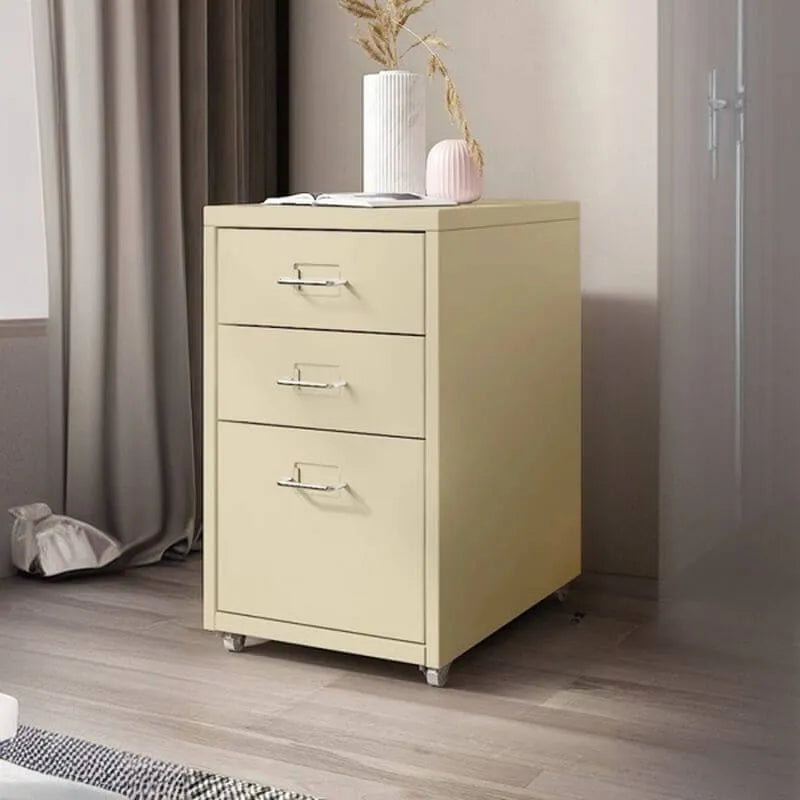Slim Metal Filing Cabinet With Work Surface and Vertical Storage