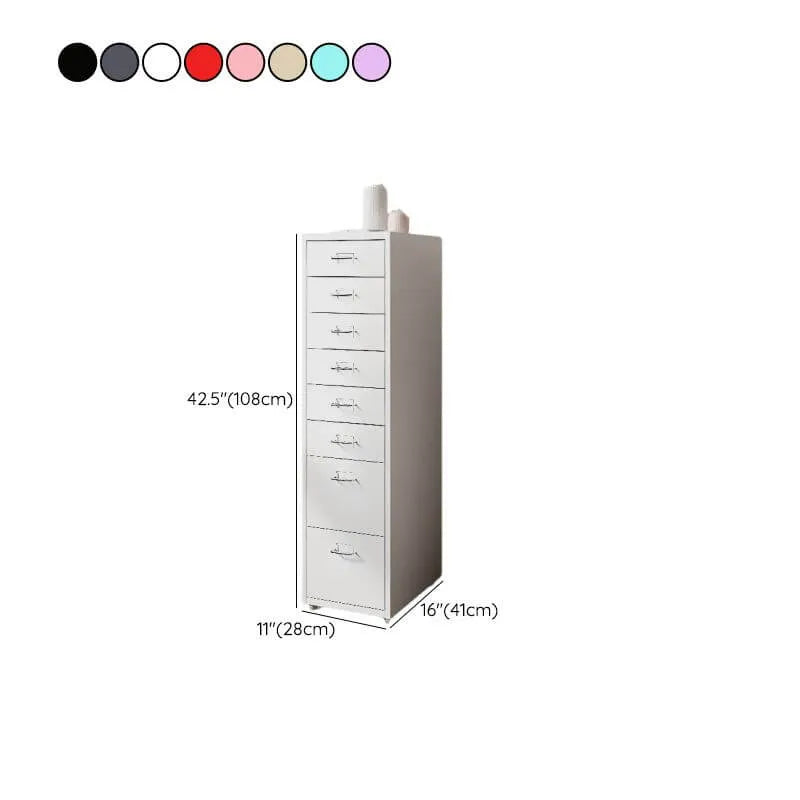 Slim Metal Filing Cabinet With Work Surface and Vertical Storage Dimensions