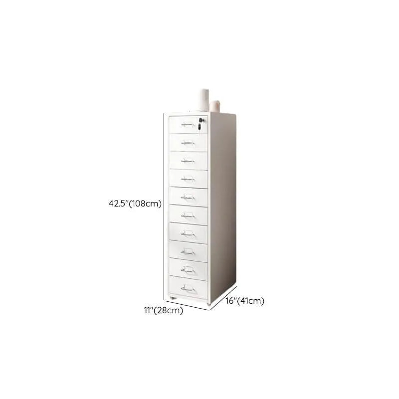 Slim Metal Filing Cabinet With Work Surface and Vertical Storage Dimensions