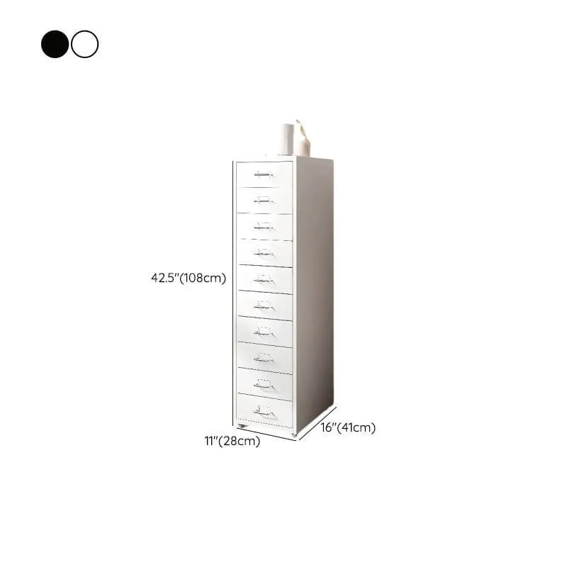 Slim Metal Filing Cabinet With Work Surface and Vertical Storage Dimensions