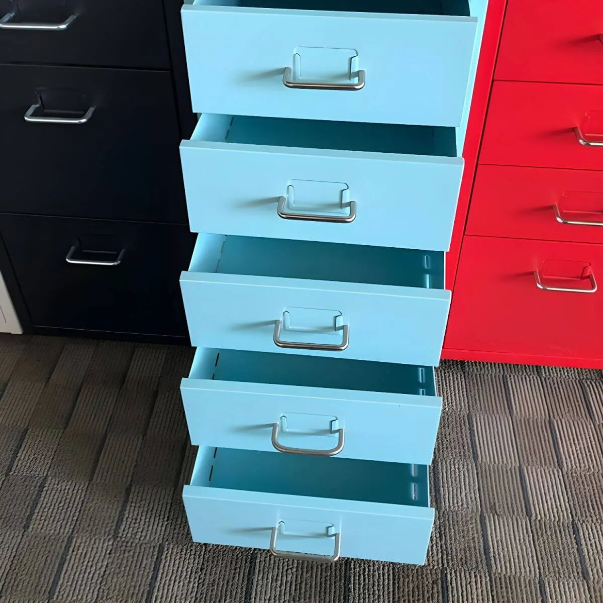 Slim Metal Storage Filing Cabinet Series With Casters And Drawers