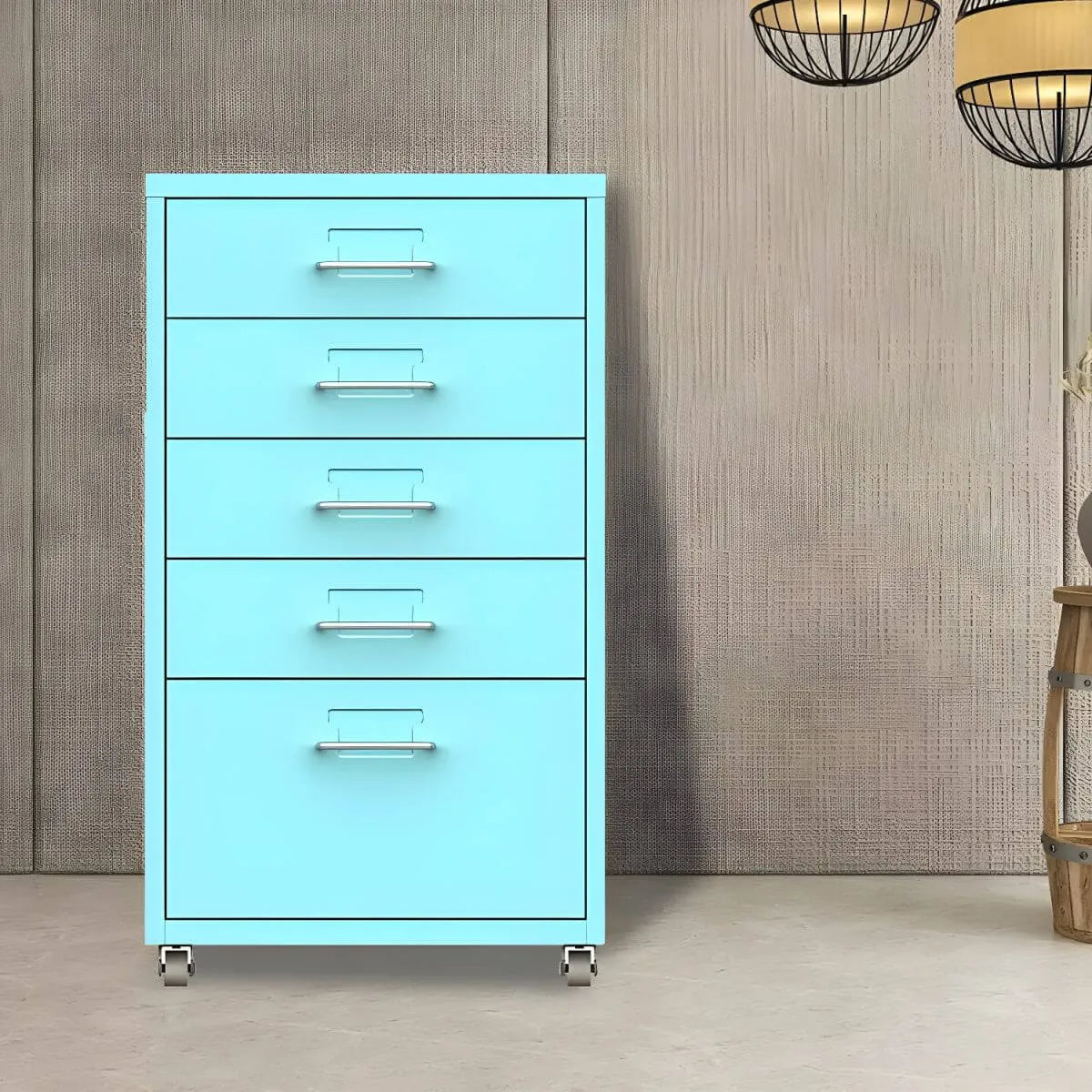 Slim Metal Storage Filing Cabinet Series With Casters And Drawers