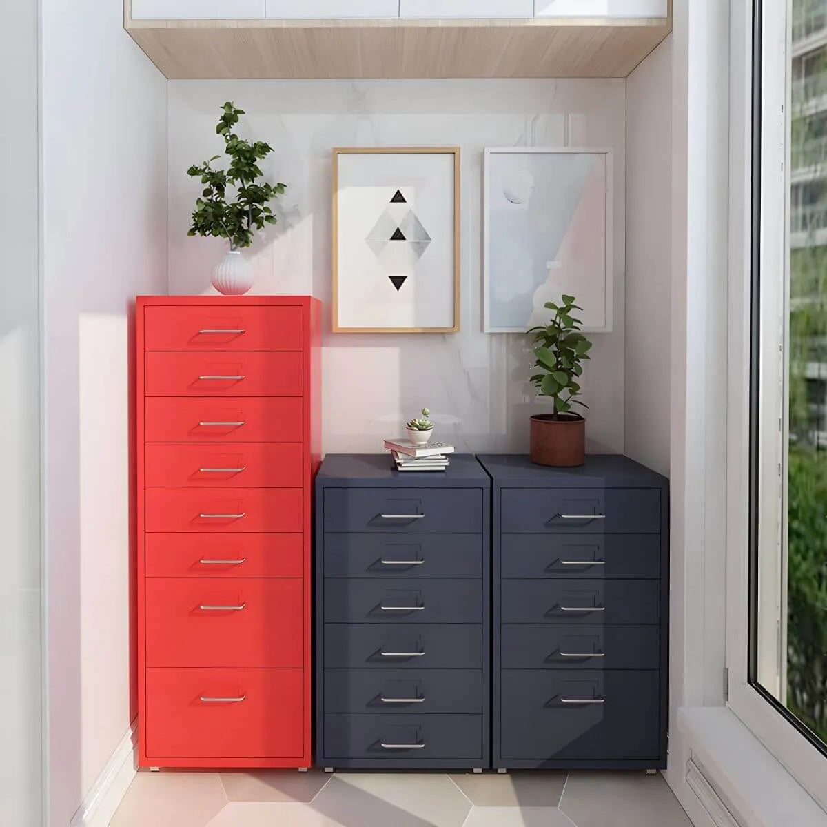Slim Metal Storage Filing Cabinet Series With Casters And Drawers Main Product Image Main image