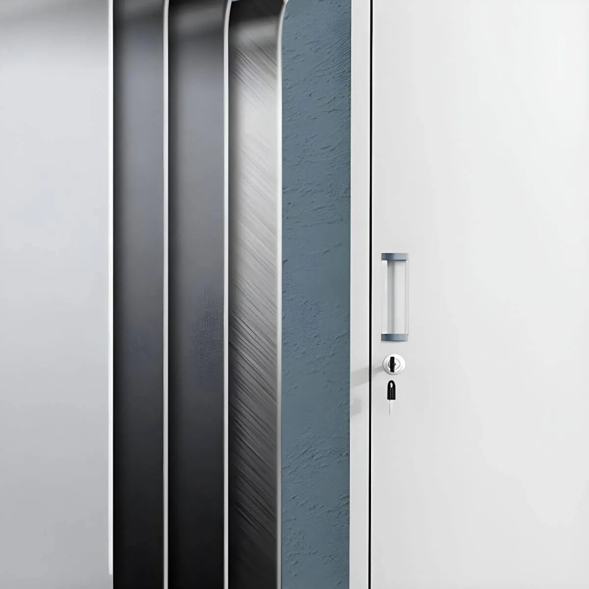 Slim Metal Storage Wardrobe With Lockable Doors And Modular Interior