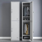 Slim Metal Storage Wardrobe With Lockable Doors And Modular Interior