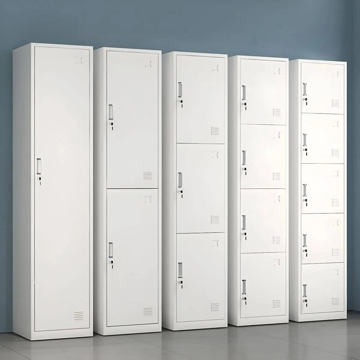 Slim Metal Storage Wardrobe With Lockable Doors And Modular Interior