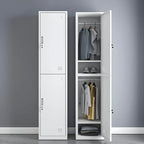 Slim Metal Storage Wardrobe With Lockable Doors And Modular Interior