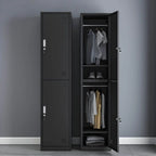 Slim Metal Storage Wardrobe With Lockable Doors And Modular Interior