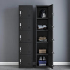Slim Metal Storage Wardrobe With Lockable Doors And Modular Interior