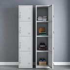 Slim Metal Storage Wardrobe With Lockable Doors And Modular Interior