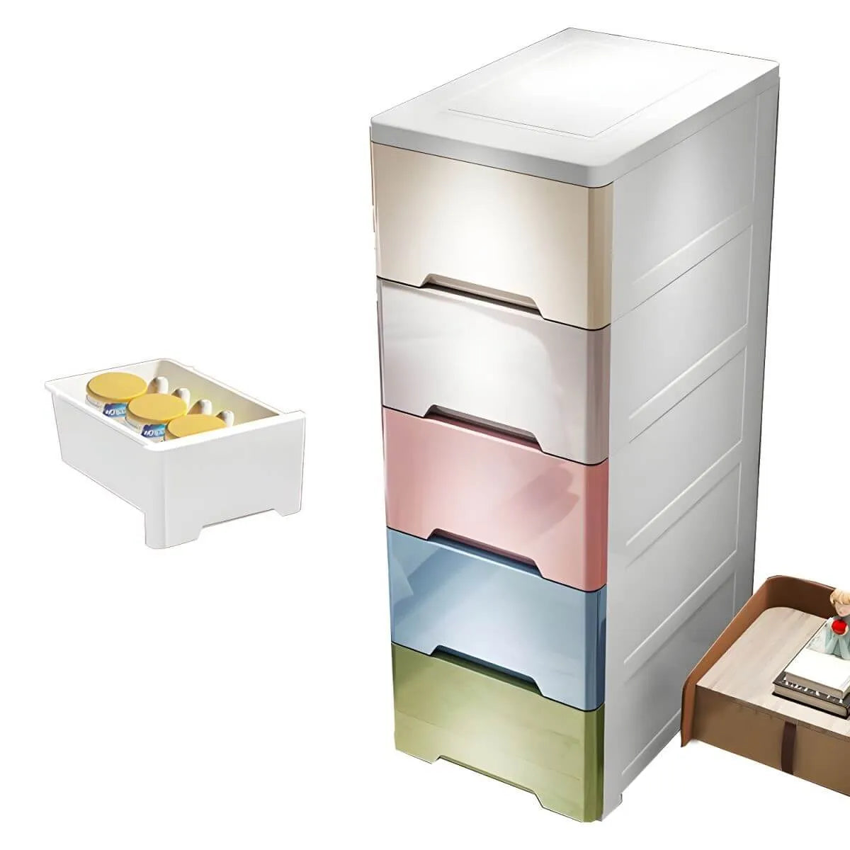 Slim Multicolor Storage Armoire With Drawers for Small Spaces
