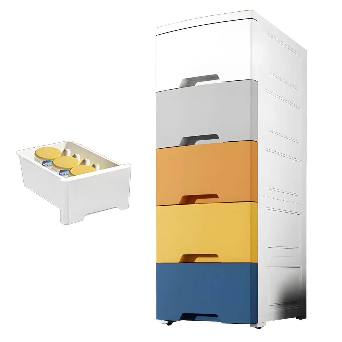 Slim Multicolor Storage Armoire With Drawers for Small Spaces