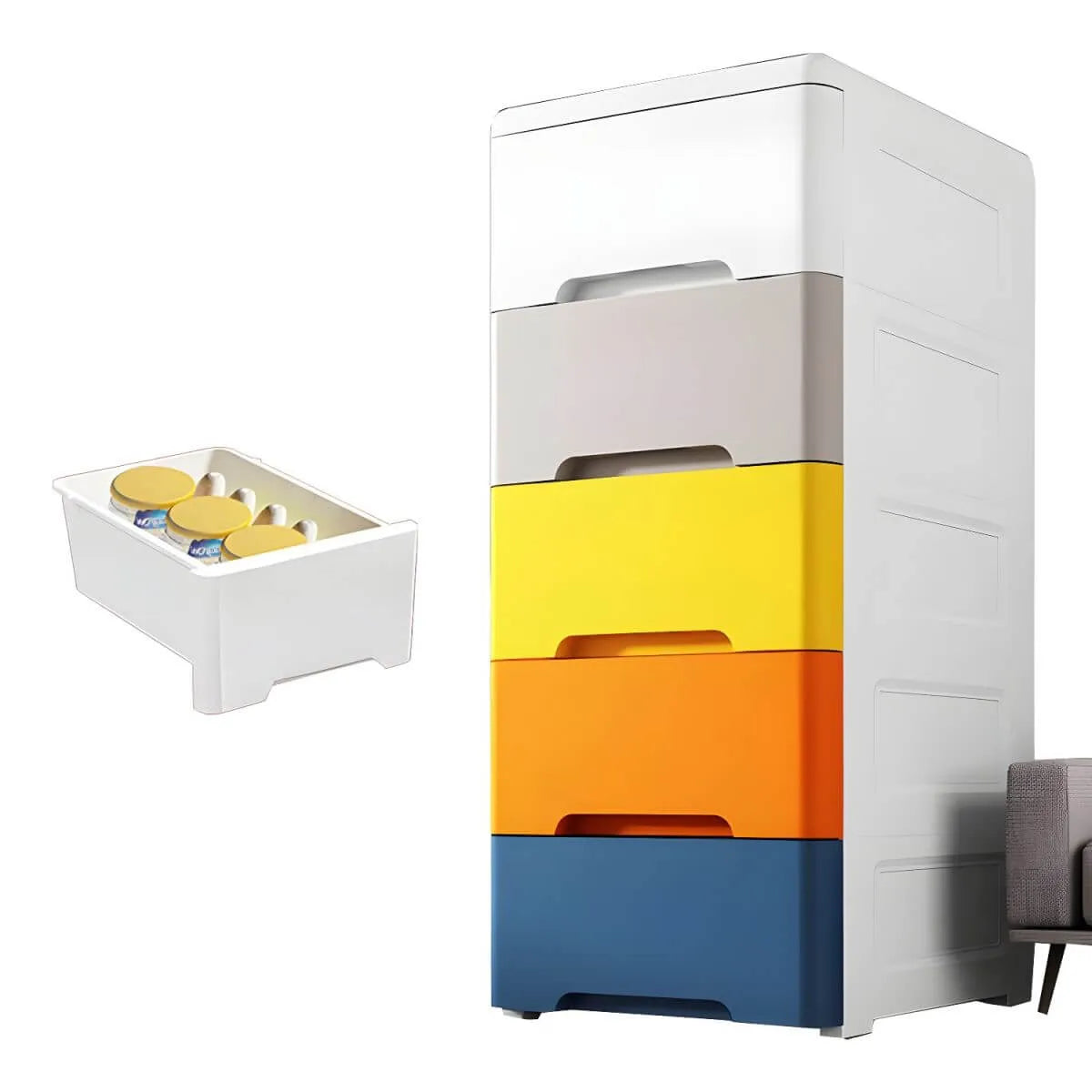Slim Multicolor Storage Armoire With Drawers for Small Spaces