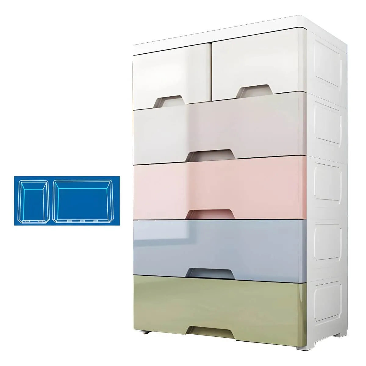 Slim Multicolor Storage Armoire With Drawers for Small Spaces
