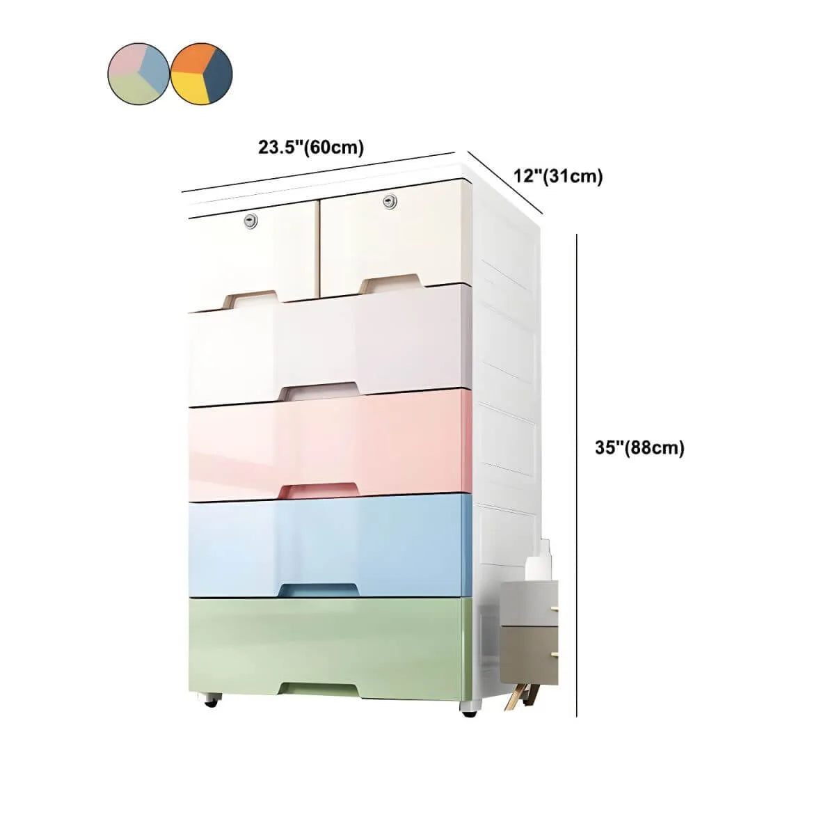 Slim Multicolor Storage Armoire With Drawers for Small Spaces Dimensions