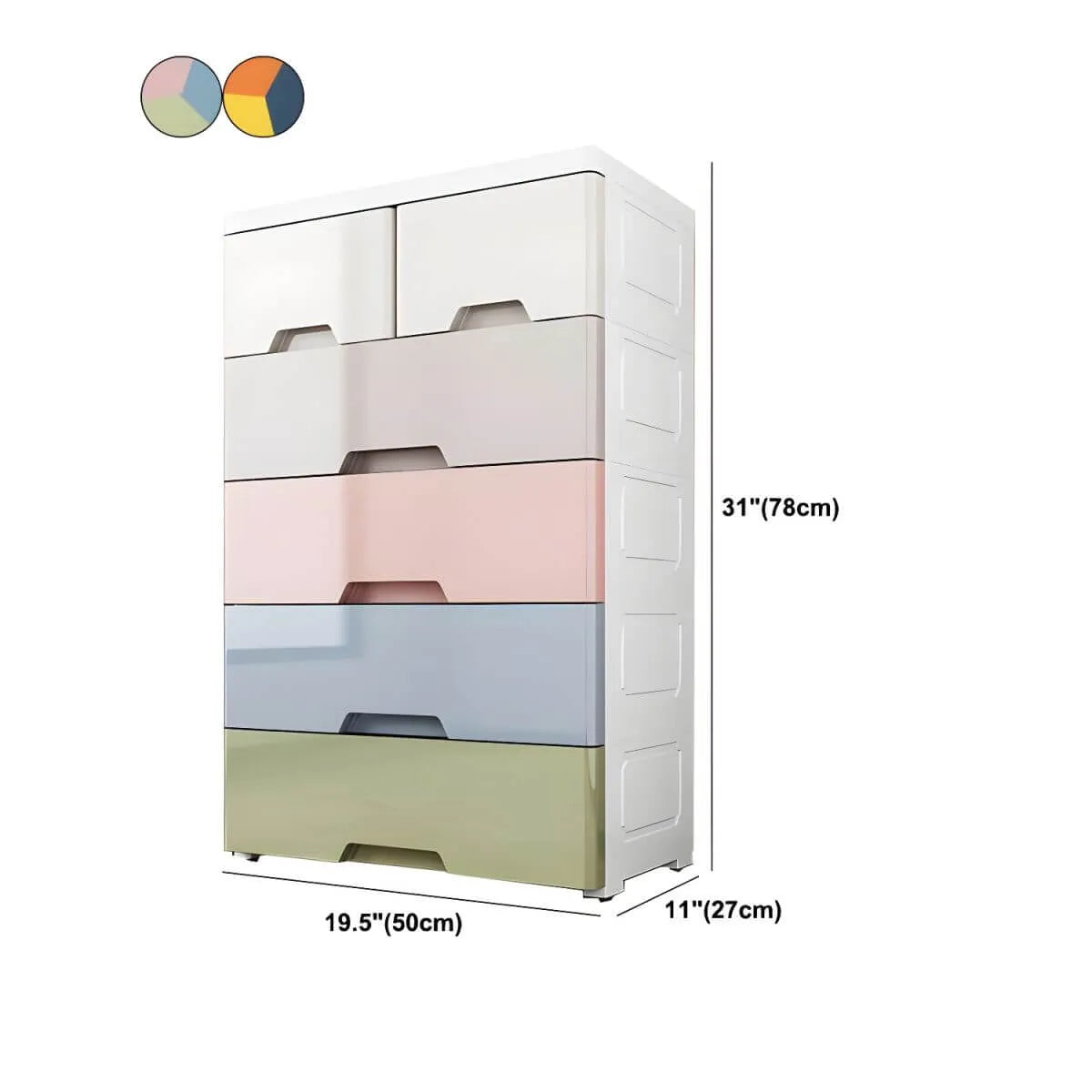 Slim Multicolor Storage Armoire With Drawers for Small Spaces Dimensions