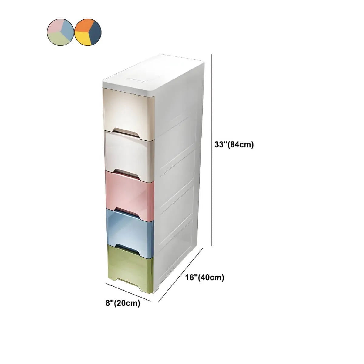 Slim Multicolor Storage Armoire With Drawers for Small Spaces Dimensions