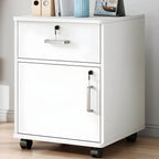 Slim Rolling Wood File Cabinet With Locking Drawers And Rounded Edges