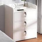 Slim Rolling Wood File Cabinet With Locking Drawers And Rounded Edges