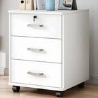 Slim Rolling Wood File Cabinet With Locking Drawers And Rounded Edges
