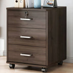 Slim Rolling Wood File Cabinet With Locking Drawers And Rounded Edges