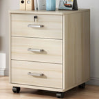 Slim Rolling Wood File Cabinet With Locking Drawers And Rounded Edges
