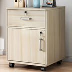 Slim Rolling Wood File Cabinet With Locking Drawers And Rounded Edges