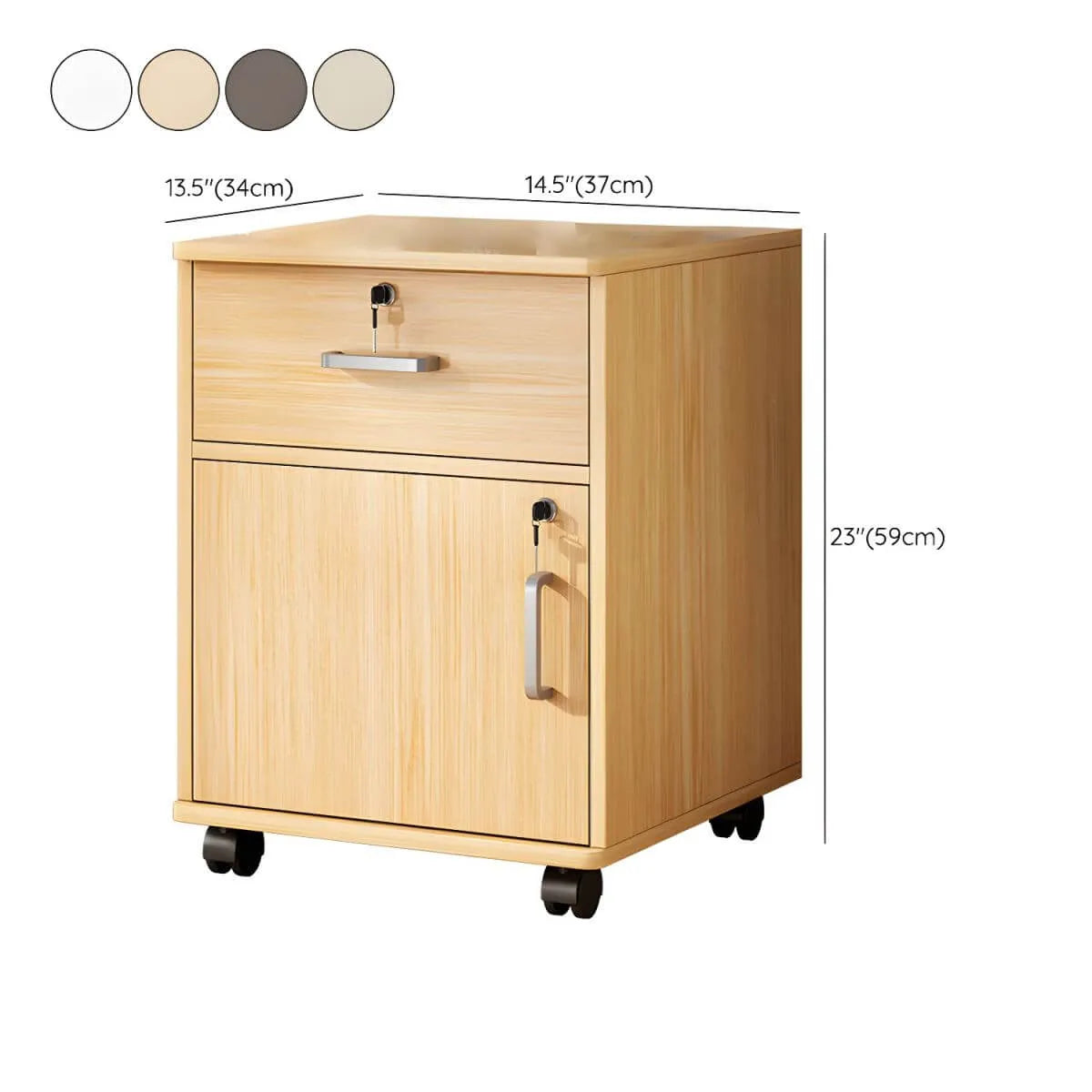 Slim Rolling Wood File Cabinet With Locking Drawers And Rounded Edges Dimensions