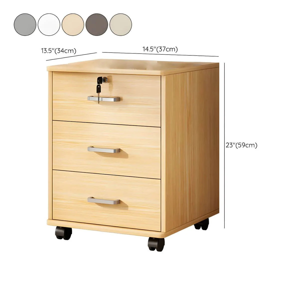 Slim Rolling Wood File Cabinet With Locking Drawers And Rounded Edges Dimensions