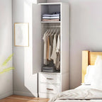 Slim Scandinavian Wardrobe Armoire With Drawers and Shelves