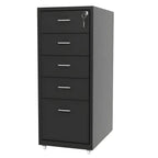 Slim Steel Locking File Cabinet With Casters and Tiered Drawers