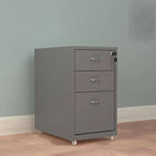 Slim Steel Locking File Cabinet With Casters and Tiered Drawers