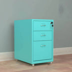 Slim Steel Locking File Cabinet With Casters and Tiered Drawers