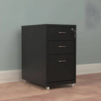Slim Steel Locking File Cabinet With Casters and Tiered Drawers