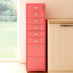Slim Steel Locking File Cabinet With Casters and Tiered Drawers
