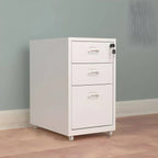 Slim Steel Locking File Cabinet With Casters and Tiered Drawers