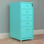 Slim Steel Locking File Cabinet With Casters and Tiered Drawers