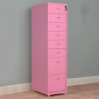 Slim Steel Locking File Cabinet With Casters and Tiered Drawers