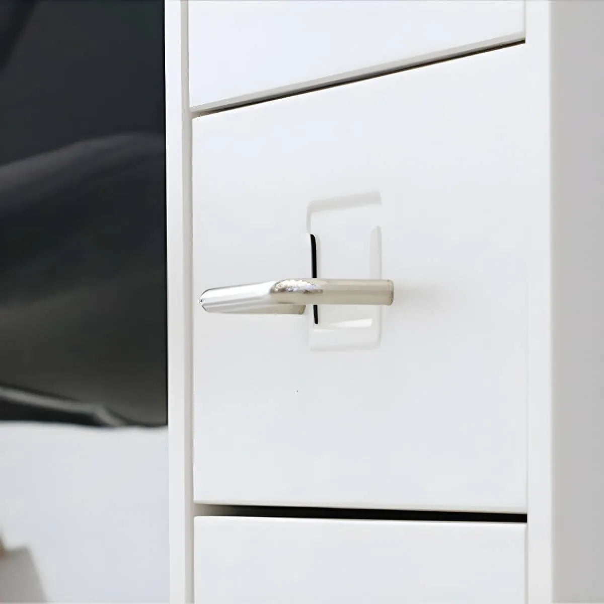 Slim Steel Locking File Cabinet With Casters and Tiered Drawers