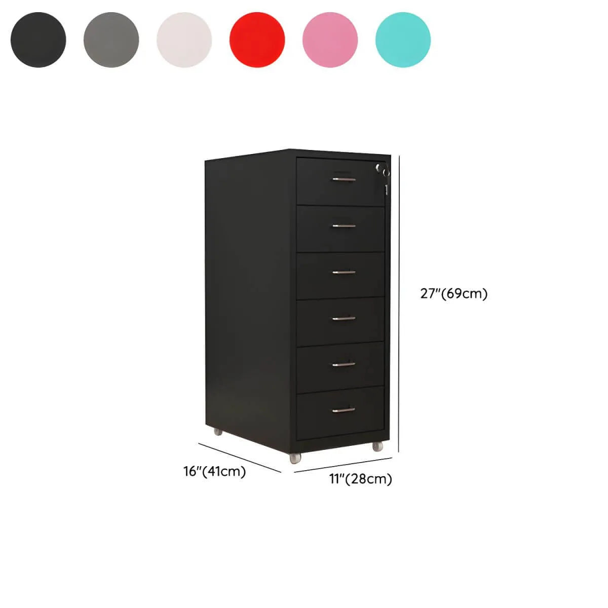 Slim Steel Locking File Cabinet With Casters and Tiered Drawers Dimensions