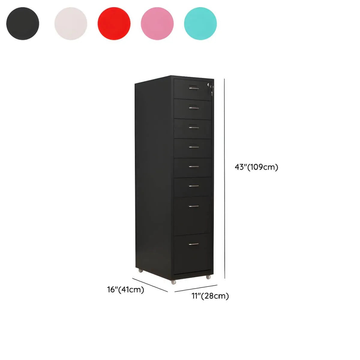 Slim Steel Locking File Cabinet With Casters and Tiered Drawers Dimensions