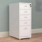 Slim Steel Locking File Cabinet With Casters and Tiered Drawers Main Product Image