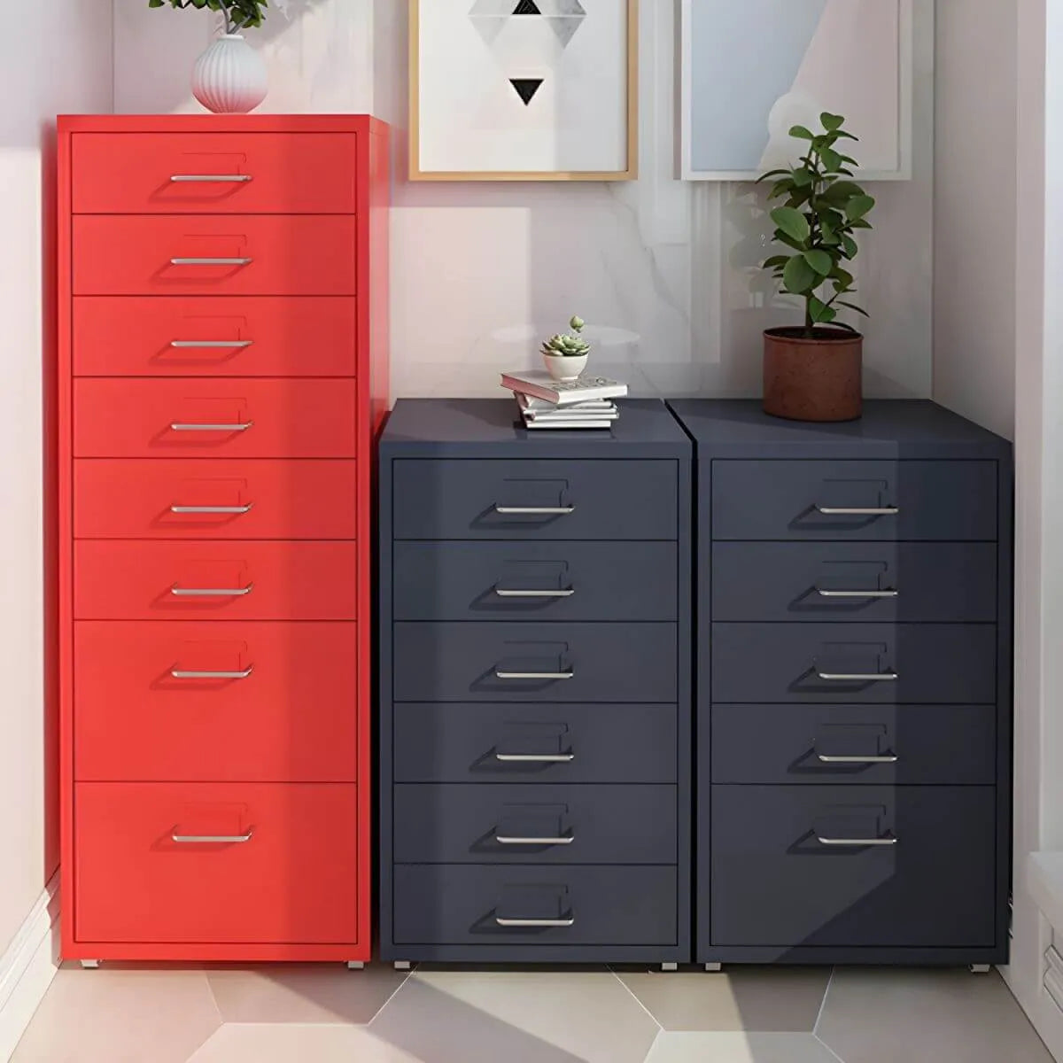 Slim Steel Rolling File Cabinets With Removable Drawers