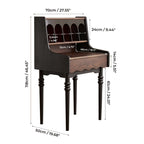 Small Vintage Vanity Set With Drawer & Stool - Dark Brown